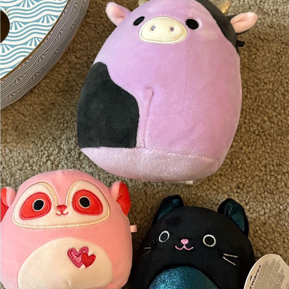 Squishmallows Plush Toy Trio - Pink, Black, Purple